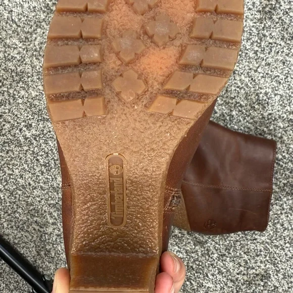 Timberland Women's Brown Leather Peep toe Ankle Booties A1IE9 - Picture 4 of 7